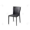 Black saddle leather armless dining chairs